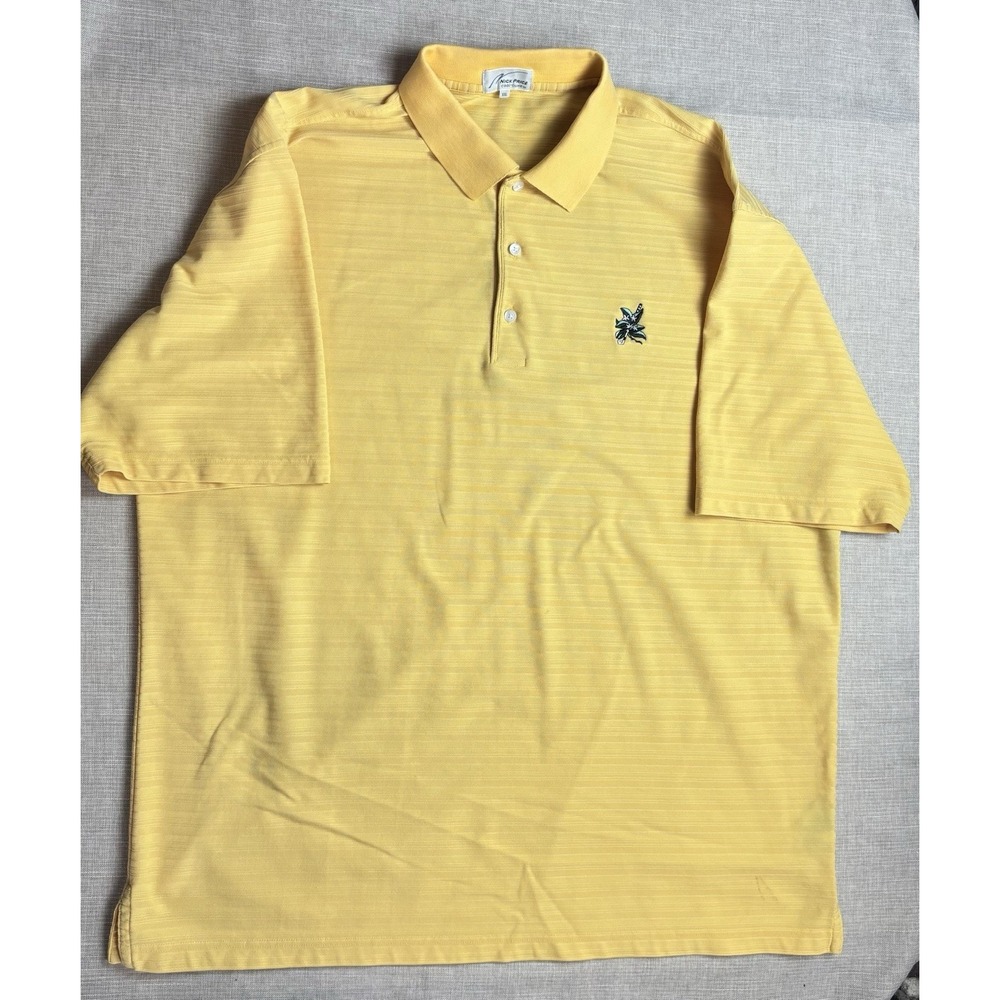 Nick Price Cool Luxe Polo Shirt Mens XXL Yellow Golf Palm Tree Cotton